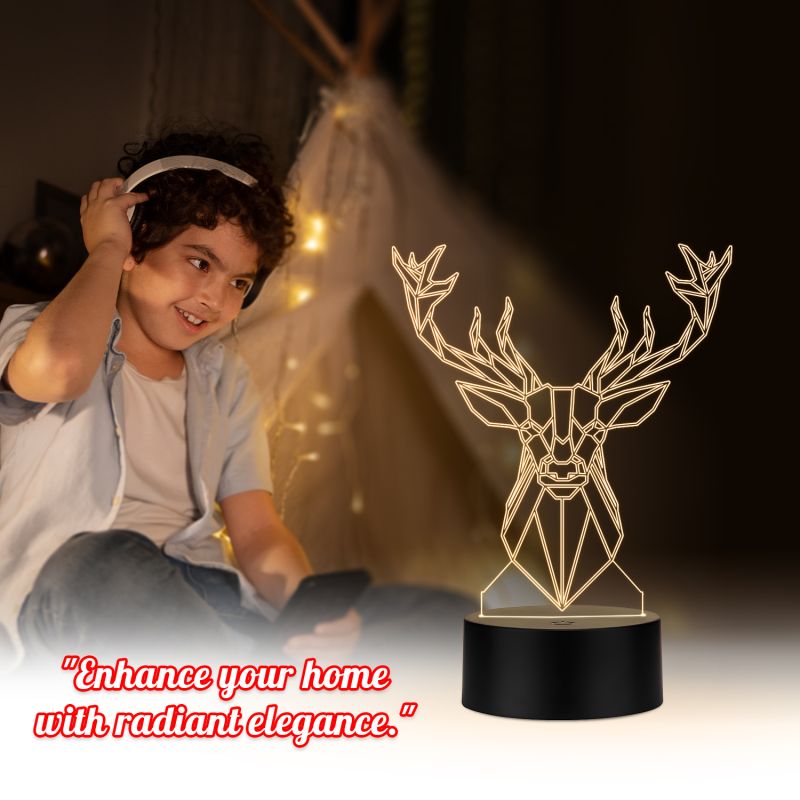Poly-Art Deer Head Design Night Lamp